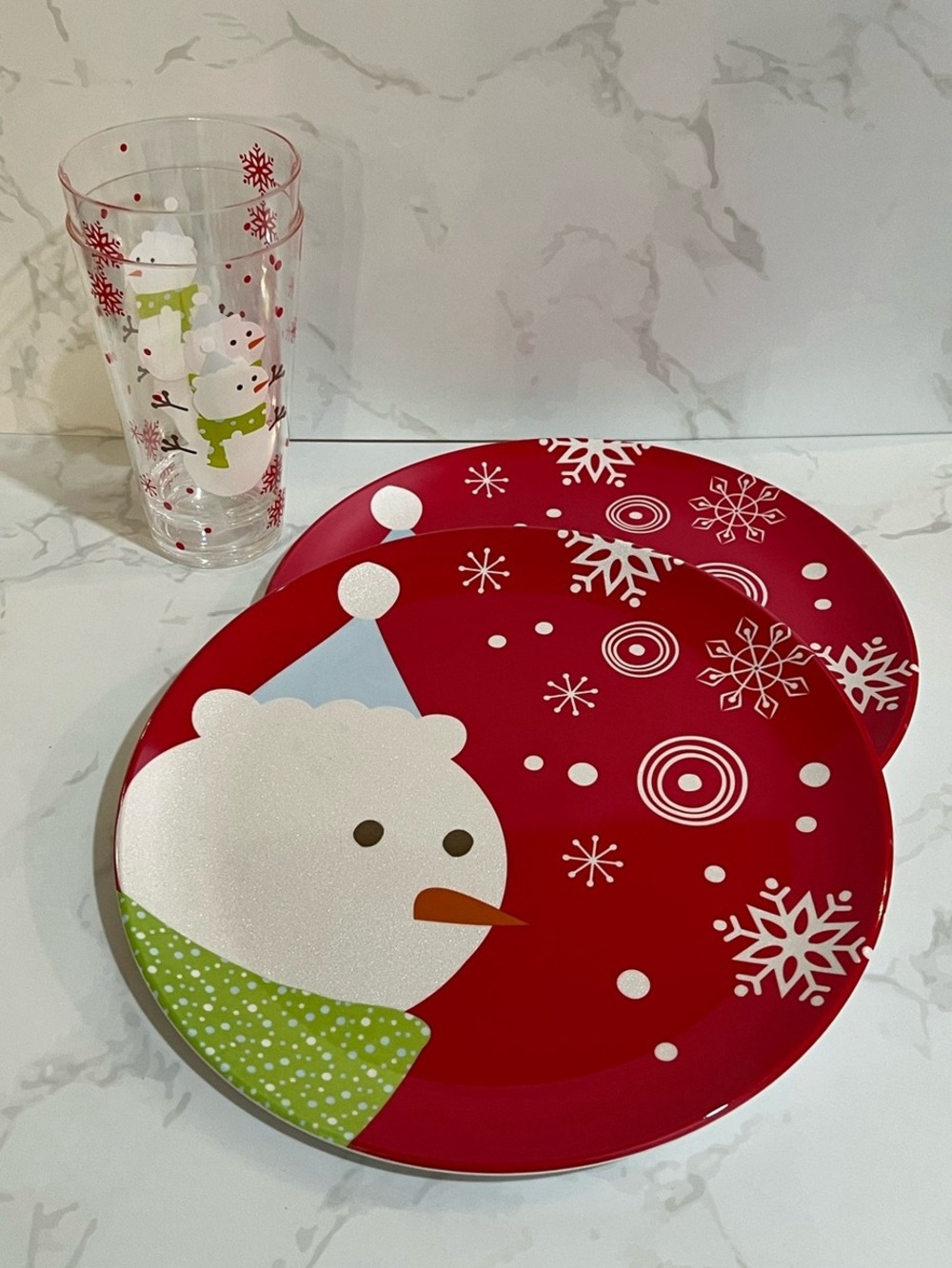 Target Holiday Snowman Christmas Plate & Cup Set - 4 pieces